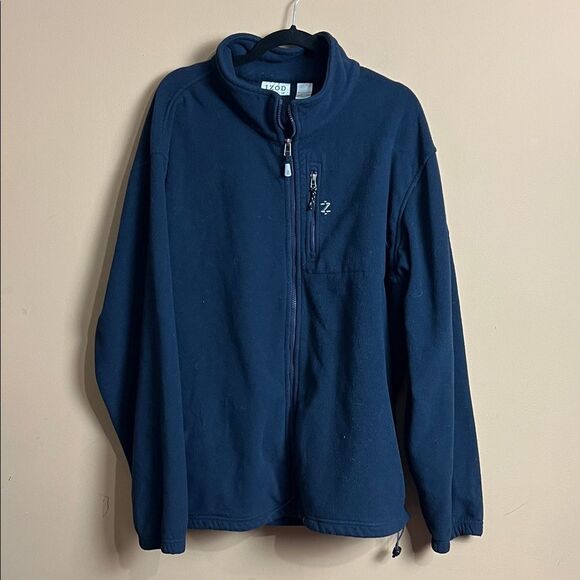 Vintage Izod Performx Men’s Size XXL Navy Blue Full Zip Fleece Collared Jacket - Picture 1 of 5